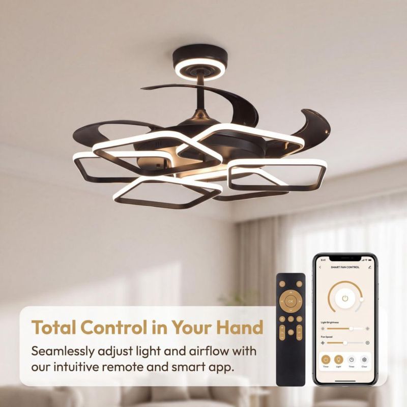 Ventilador de techo LANGLITIAODENG 122 cm con luz regulable y control remoto