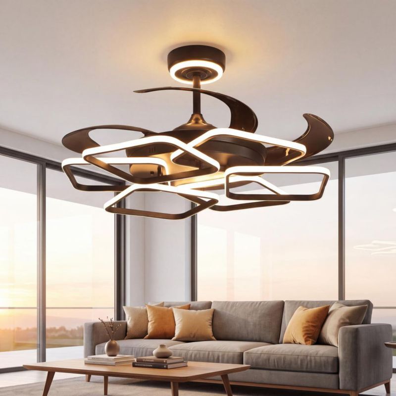 Ventilador de techo LANGLITIAODENG 122 cm con luz regulable y control remoto