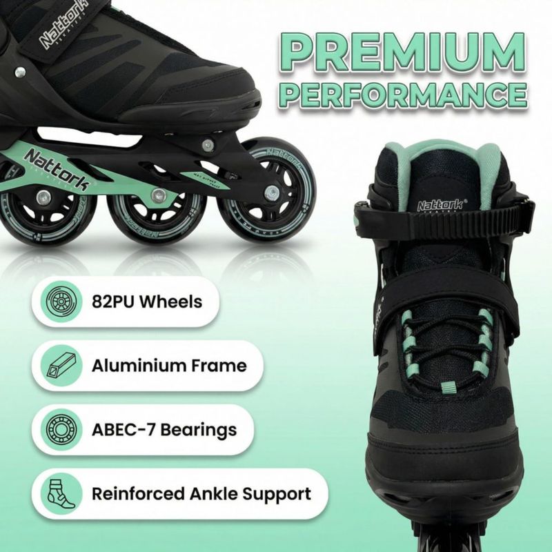 Patines en línea Nattork para adultos talla 8 - Verde azulado
