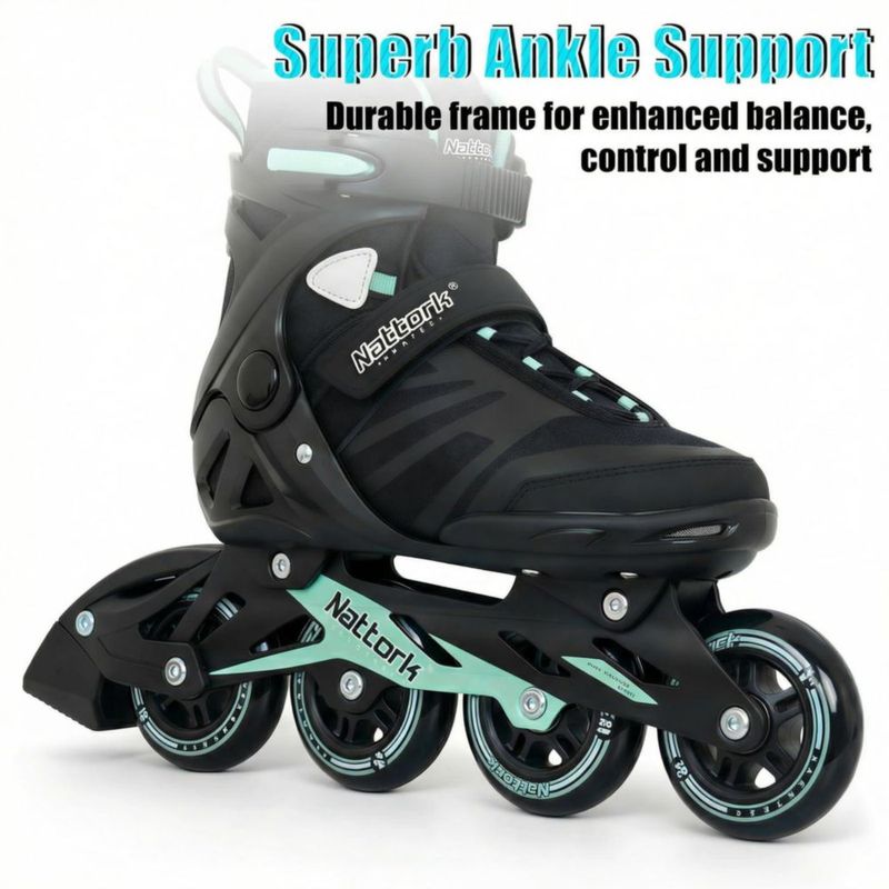 Patines en línea Nattork para adultos talla 8 - Verde azulado