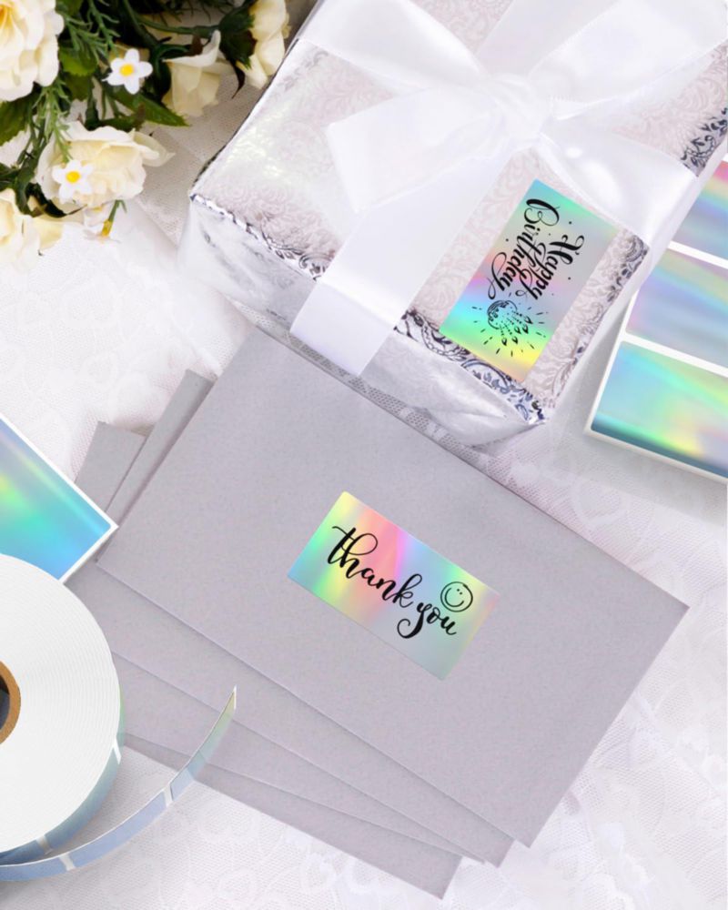 Etiquetas térmicas holográficas plateadas MUNBYN 57 × 32 cm – 400 unidades