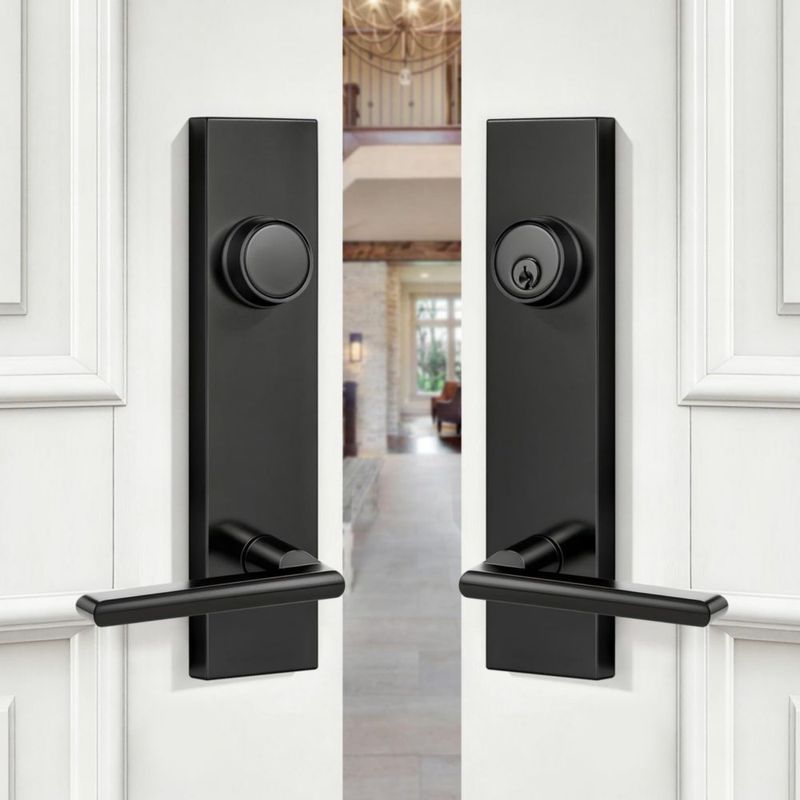 Juego de cerradura para puerta ORBIVOLTA 25x5 cm negro mate