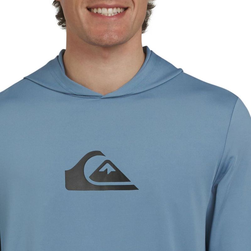 Camiseta rash guard Quiksilver talla mediana con capucha azul UPF 50