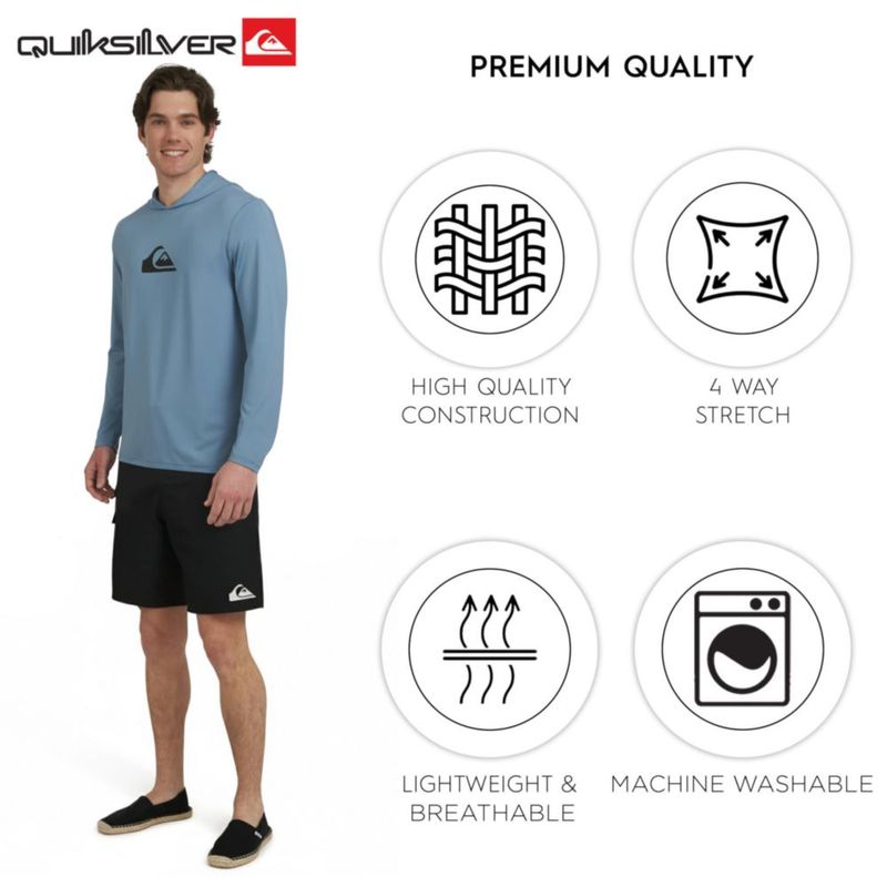 Camiseta rash guard Quiksilver talla mediana con capucha azul UPF 50