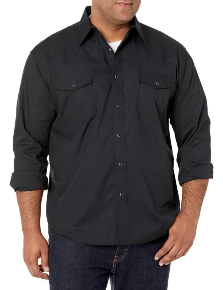 Camisa Wrangler Hombre Sport Western Negro Talla Grande