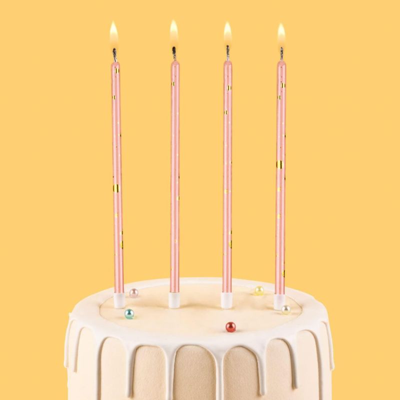 Velas CAKE CODE 14 cm Rosa Dorado – Pack de 24