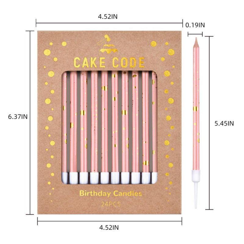 Velas CAKE CODE 14 cm Rosa Dorado – Pack de 24