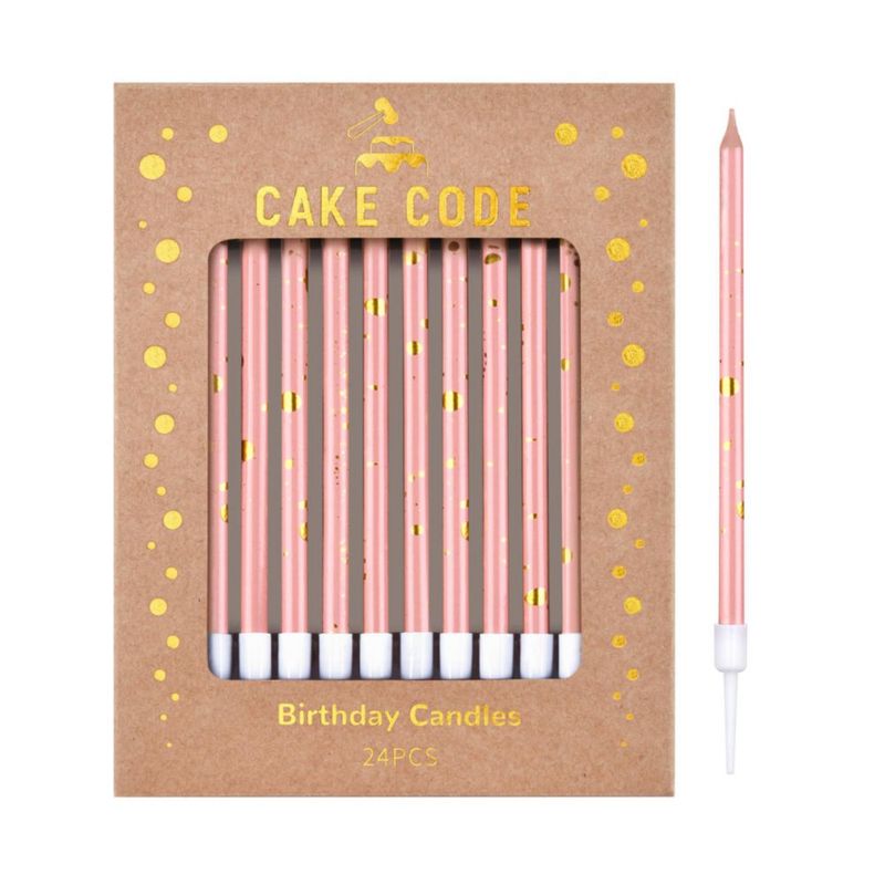 Velas CAKE CODE 14 cm Rosa Dorado – Pack de 24
