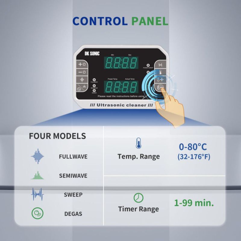Limpiador ultrasónico DK SONIC 10 L 240 W control táctil 110 V