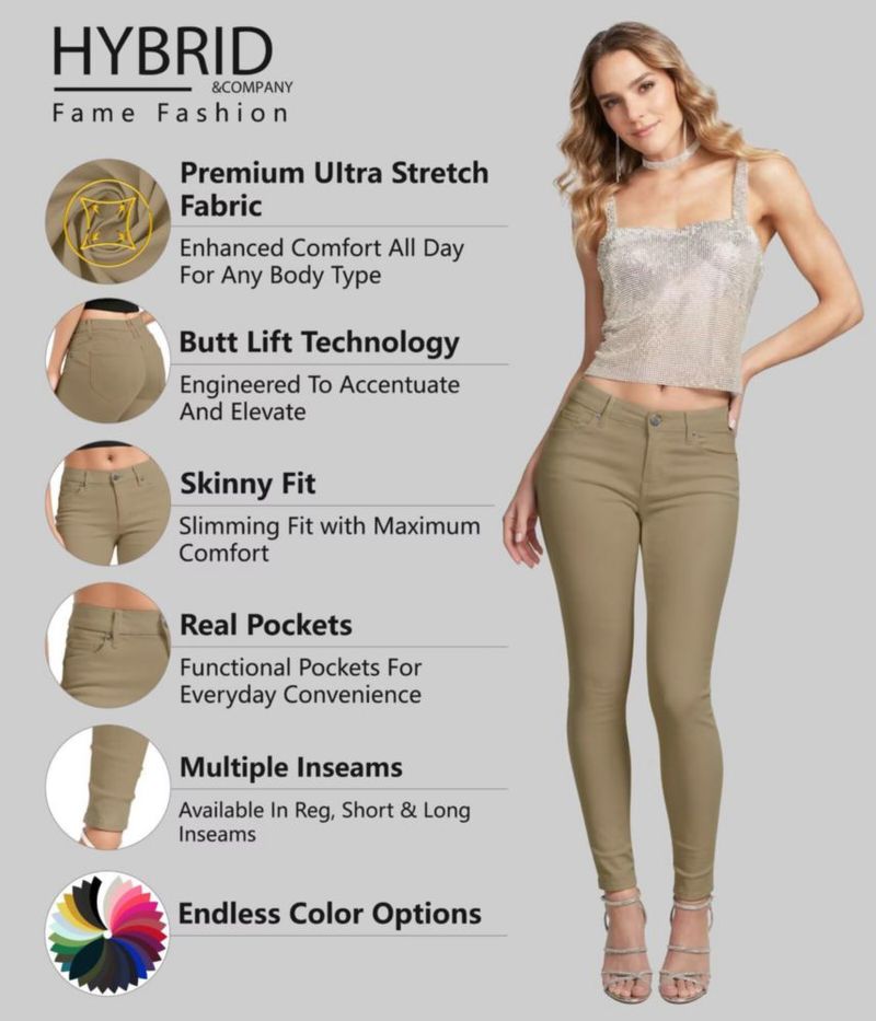 Jeans Hybrid & Company caqui 74 cm corto stretch