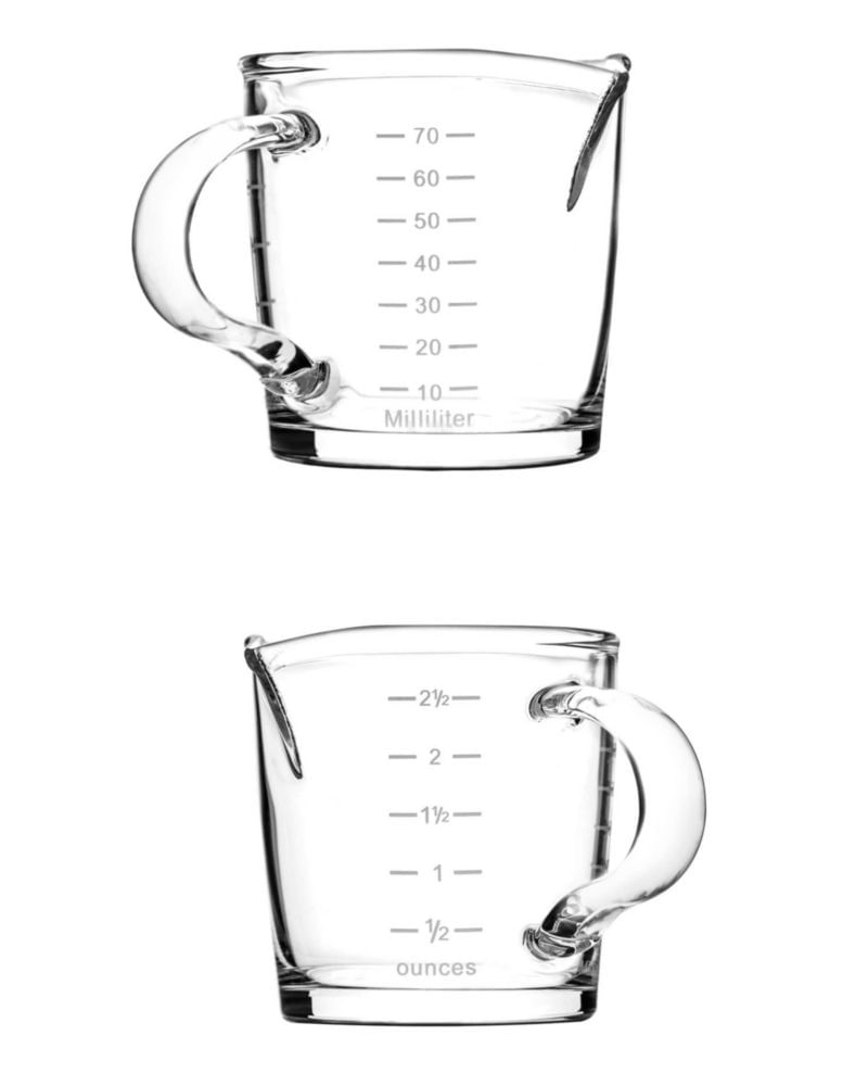 Juego de 4 vasos medidores QWORK 85 ml con doble pico y asa