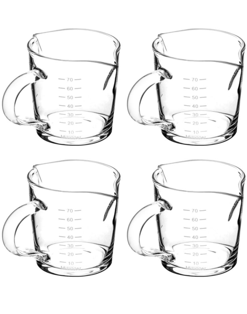 Juego de 4 vasos medidores QWORK 85 ml con doble pico y asa