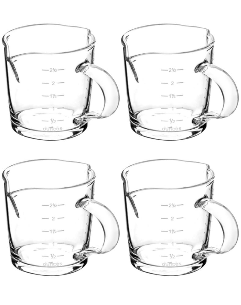 Juego de 4 vasos medidores QWORK 85 ml con doble pico y asa
