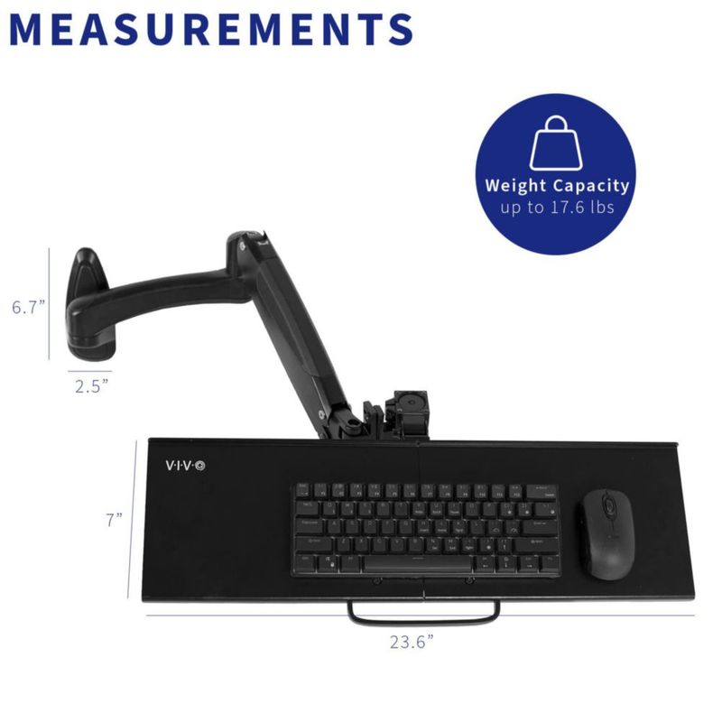 Bandeja para teclado VIVO 61x18 cm Brazo neumático MOUNT-KB35A