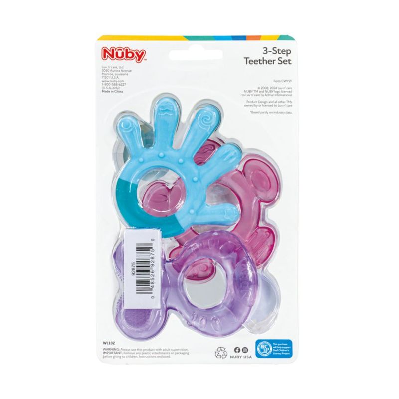 Mordedor Nuby 3 Etapas - Set de 3 piezas que alivia encías (3+ meses)