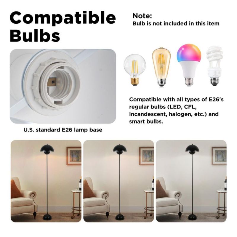 Lámpara de pie COSYLUX 164 cm negro brillante 110 V