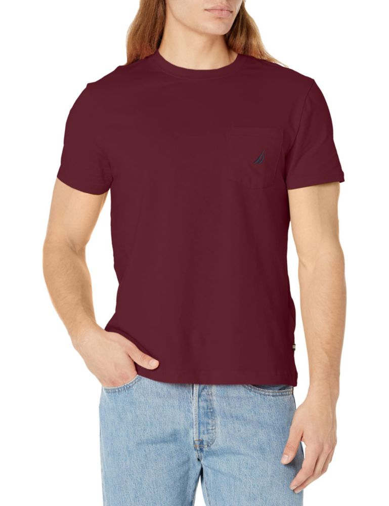 Camiseta de Hombre Nautica X‑Large Burdeos con Bolsillo Cuello Redondo