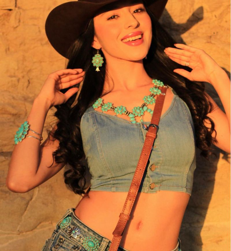 Conjunto de joyería estilo vaquero Montana West con turquesa