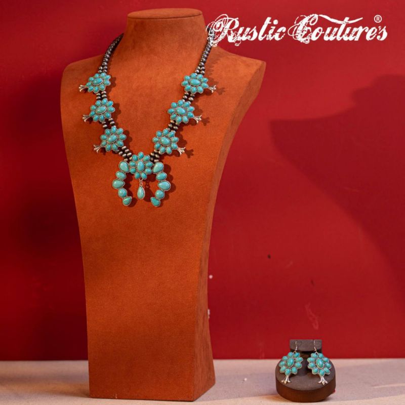 Conjunto de joyería estilo vaquero Montana West con turquesa