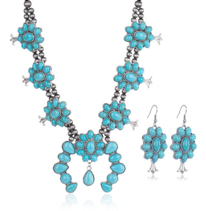 Conjunto de joyería estilo vaquero Montana West con turquesa