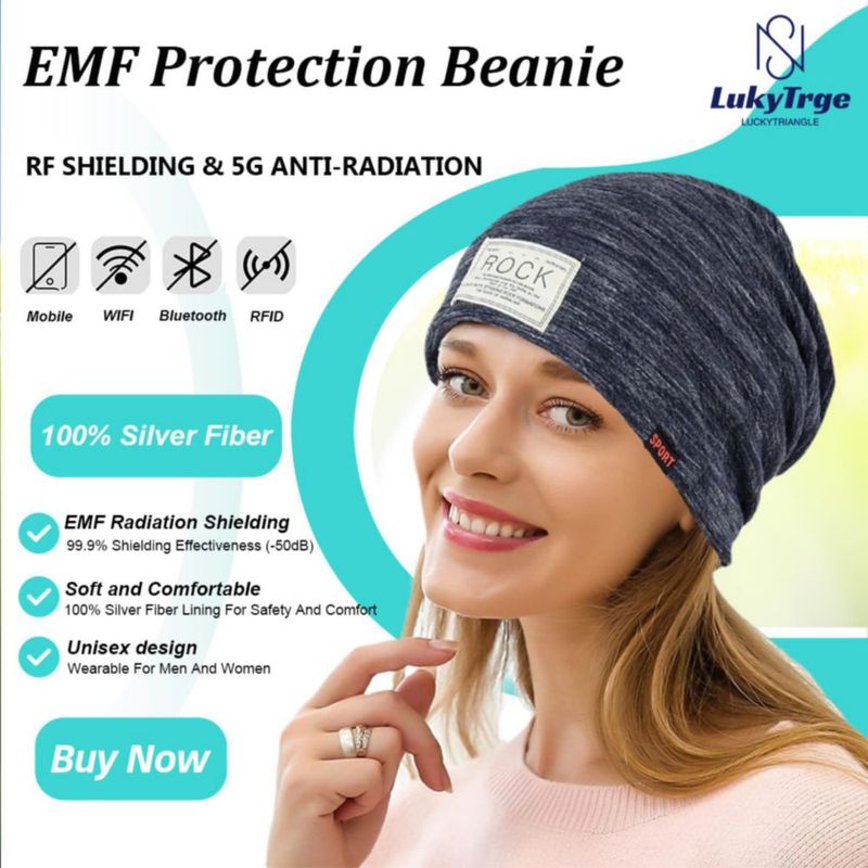 Gorro LukyTrge 57 cm Bloqueador de Radiación Tipo Beanie Azul Oscuro