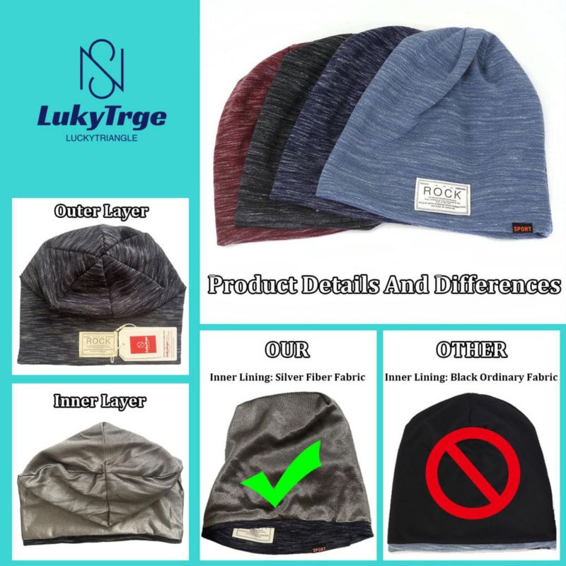 Gorro LukyTrge 57 cm Bloqueador de Radiación Tipo Beanie Azul Oscuro