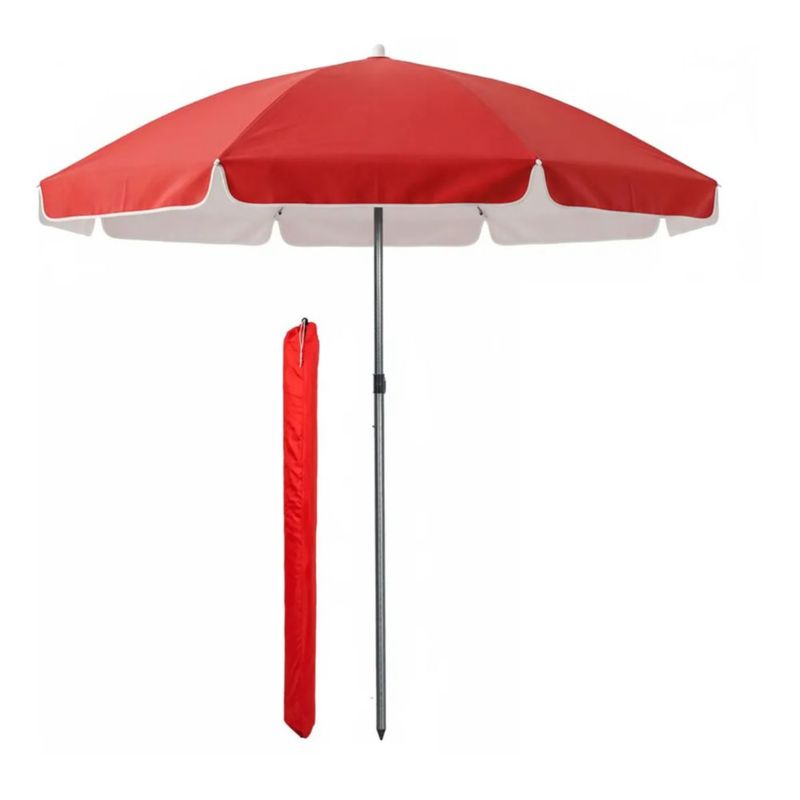 Sombrilla Playa Jardín Exterior Portátil Plegable 2m Rojo Lisa
