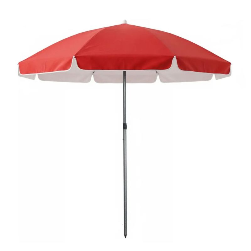 Sombrilla Playa Jardín Exterior Portátil Plegable 2m Rojo Lisa