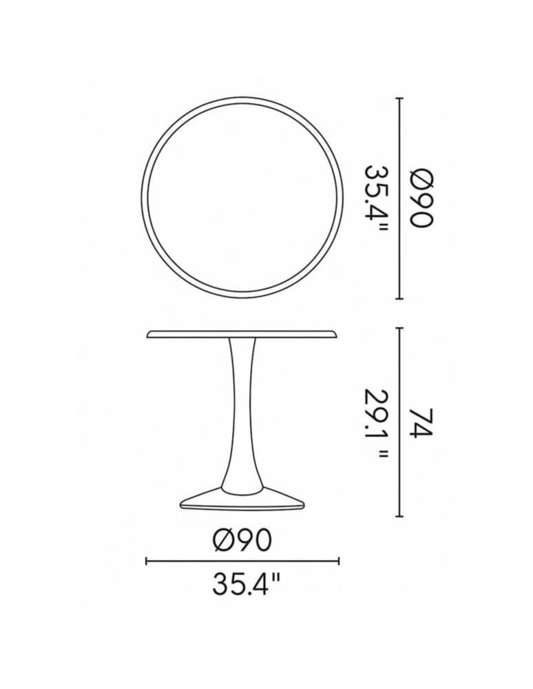 Mesa Redonda Minimalista Heron de Ø90cm de Polipropileno y Tubo de Hierro, Protección UV para Interior y Exterior