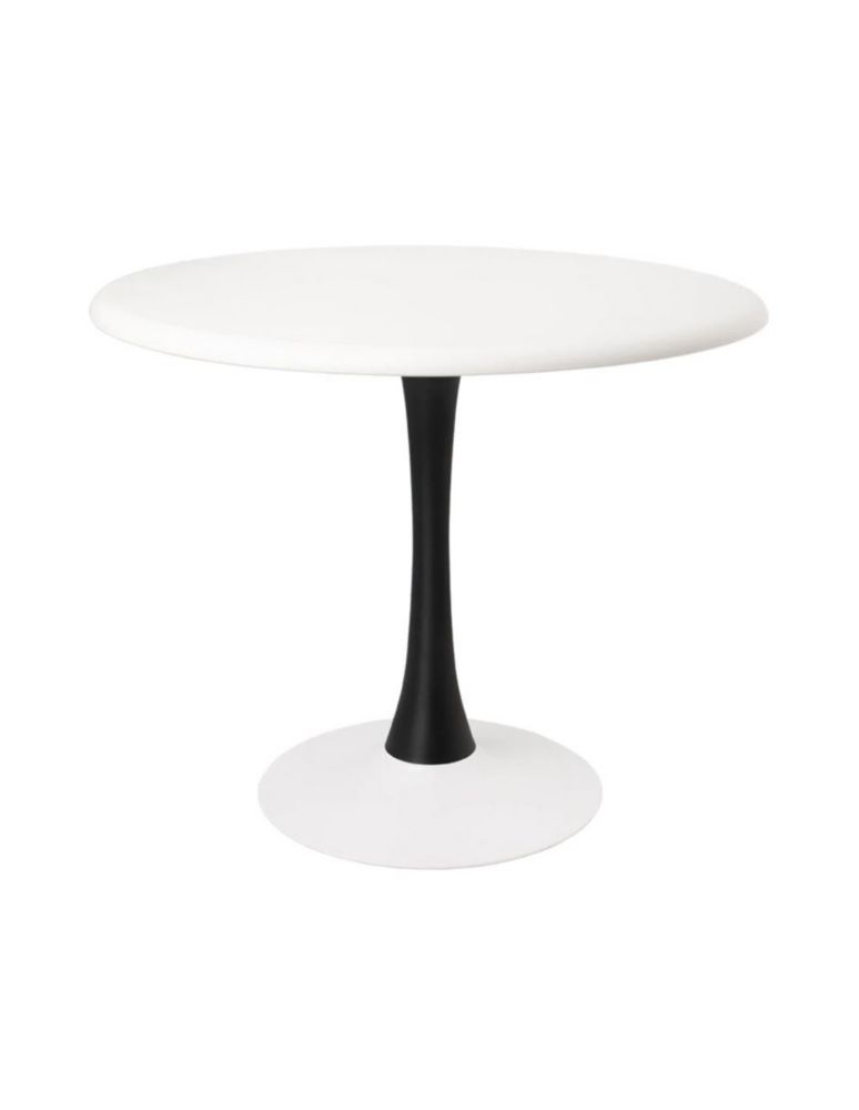 Mesa Redonda Minimalista Heron de Ø90cm de Polipropileno y Tubo de Hierro, Protección UV para Interior y Exterior