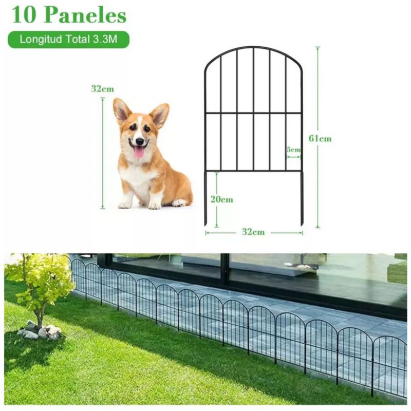 10pzs Vallas Decorativa Para Jardín Valla De Alambre De Metal Color Negro