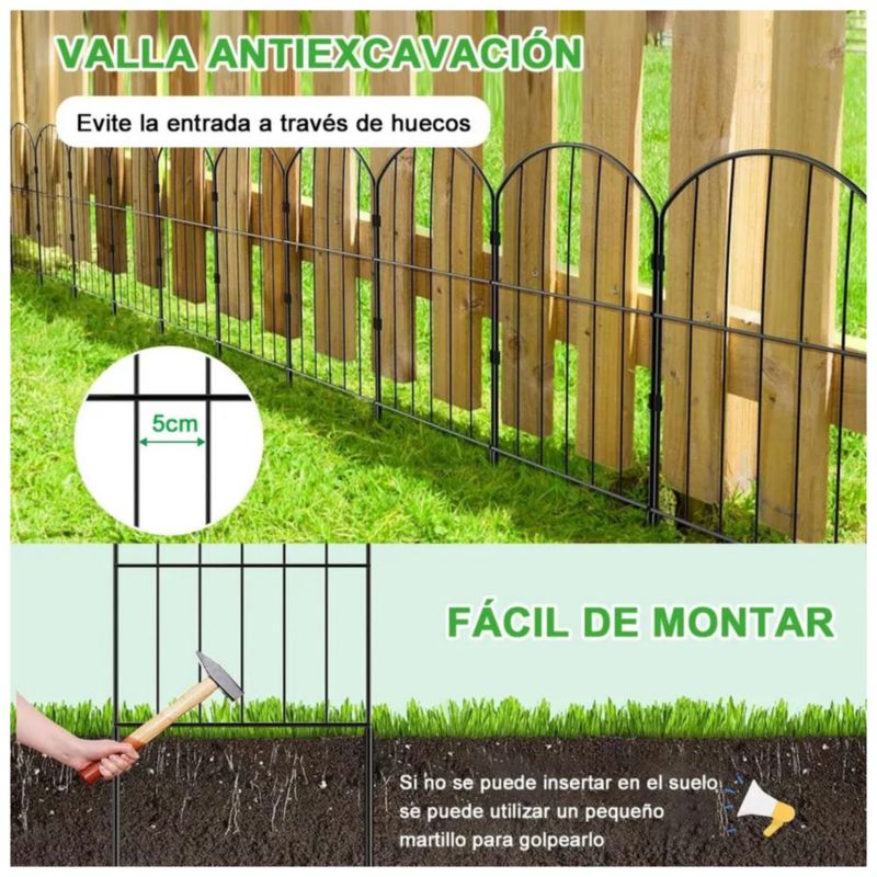 10pzs Vallas Decorativa Para Jardín Valla De Alambre De Metal Color Negro