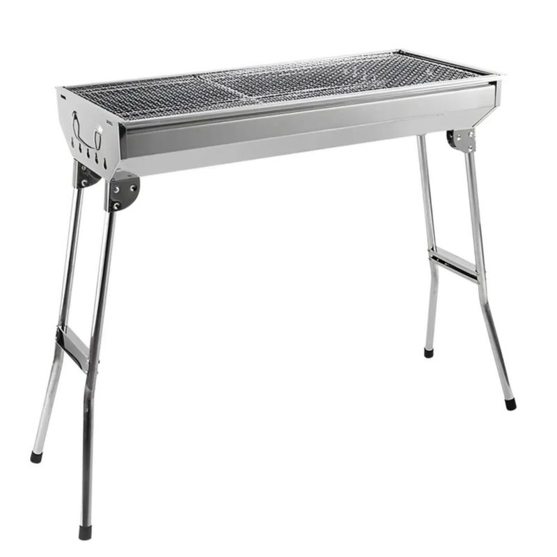 Asador Portátil De Carbón Plegable Para Jardín Campamento, Color Plata