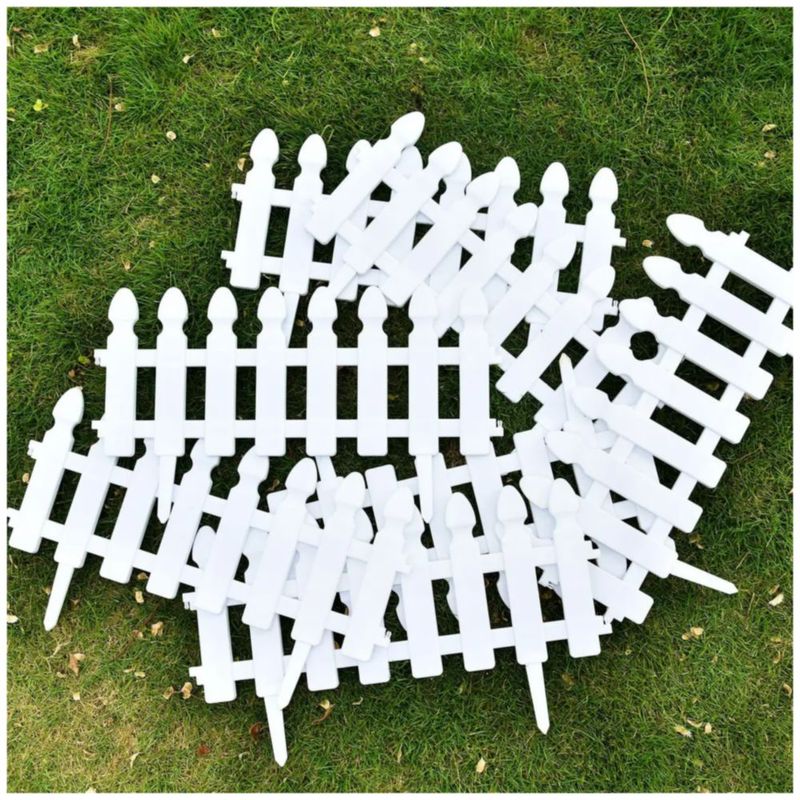 Cerco jardin plastico 4pcs Cerca Vinilo Estacas Blanco Para Jardín Decoración