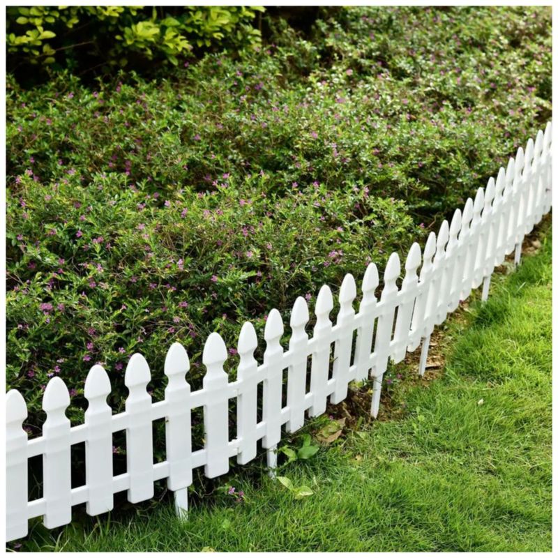 Cerco jardin plastico 4pcs Cerca Vinilo Estacas Blanco Para Jardín Decoración