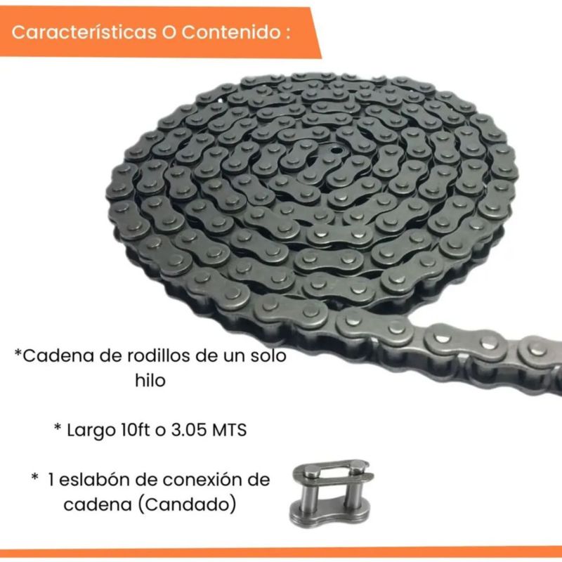 Cadena Industrial De Rodillos Paso 40-1r Remachada (3.05mts)