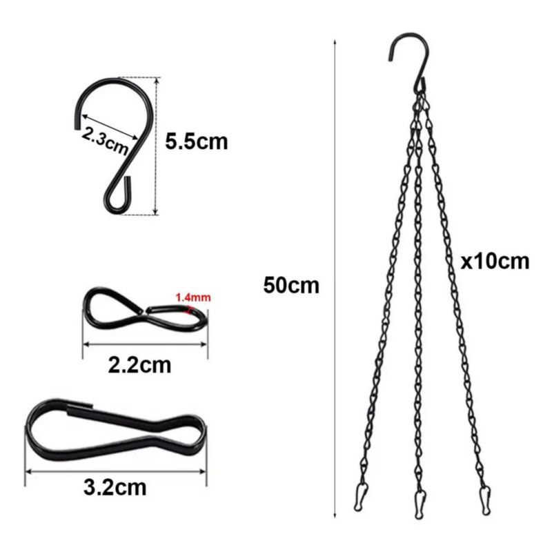 Cadena Colgante De Maceta 10 Piezas Para Plantas Resistente, Color Negro