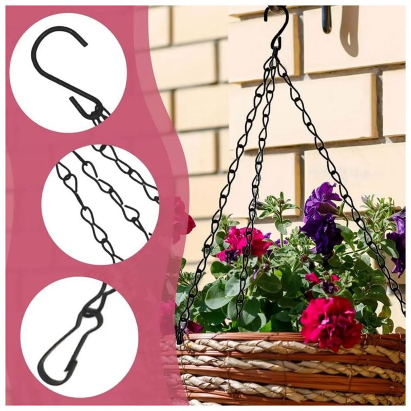Cadena Colgante De Maceta 10 Piezas Para Plantas Resistente, Color Negro