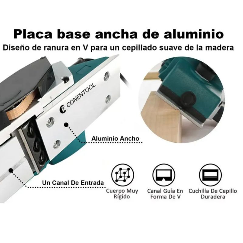 Cepilladora Eléctrica Para Madera Cepillo Profesional 1100w AZUL