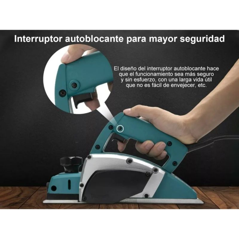 Cepilladora Eléctrica Para Madera Cepillo Profesional 1100w AZUL