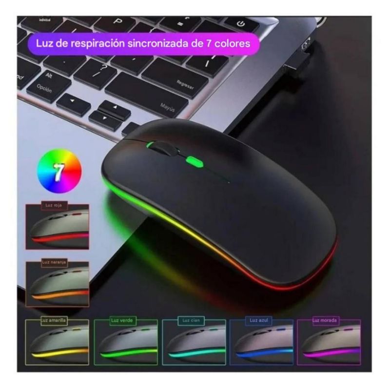 Mouse Inalámbrico Recargable Ratón Bluetooth 2.4g Negro