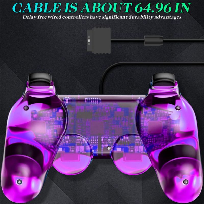 Controlador Degulan PS-2 con cable doble shock púrpura/verde