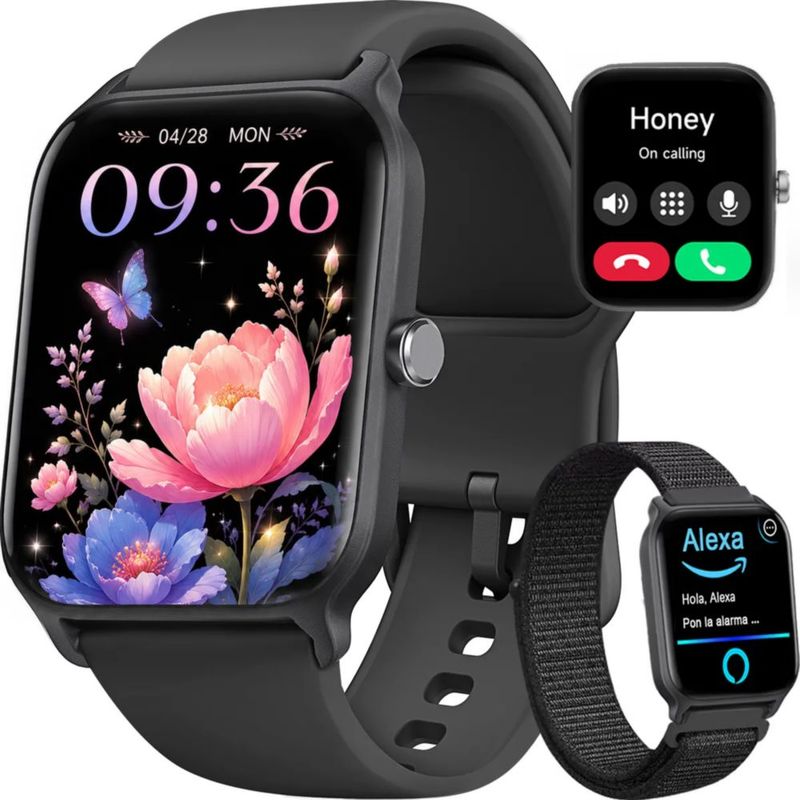 Smartwatch 1.8'' Reloj Inteligente Bluetooth Llamada Alexa negro