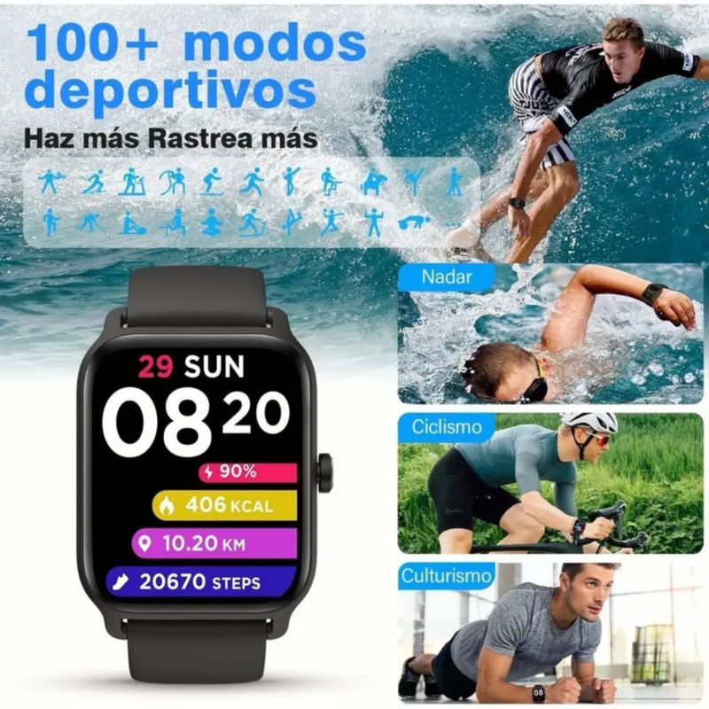 Smartwatch 1.8'' Reloj Inteligente Bluetooth Llamada Alexa negro