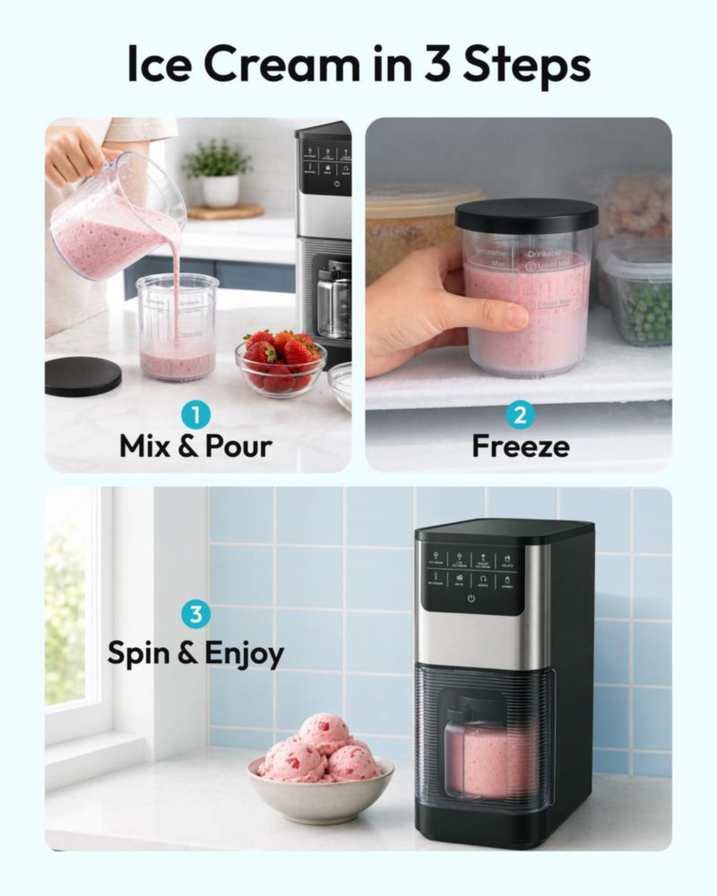 Máquina de Helados EUHOMY 2 Pintas 7‑en‑1