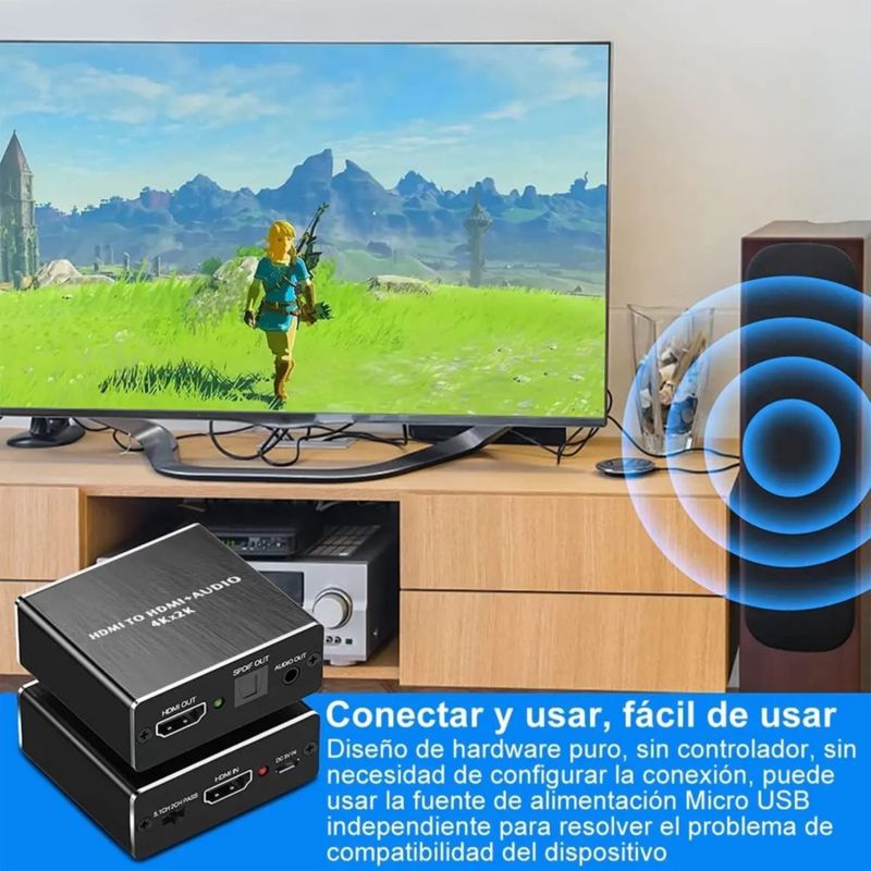 Hdmi Extractor De Audio Divisor Óptico Spdif Coaxial 3.5mm