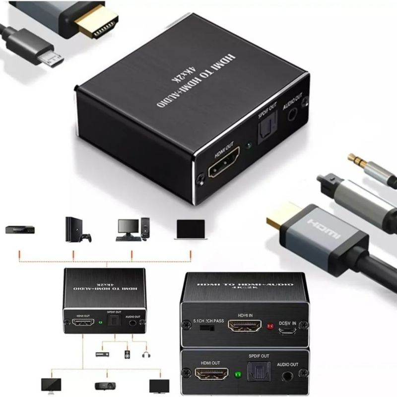 Hdmi Extractor De Audio Divisor Óptico Spdif Coaxial 3.5mm