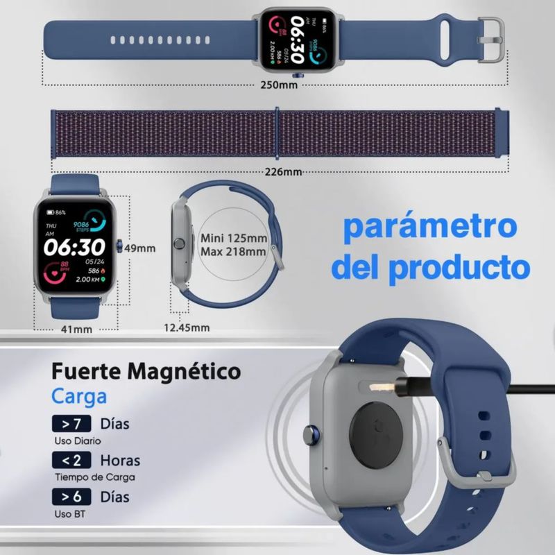 Smartwatch 1.8'' Reloj Inteligente Bluetooth Llamada Alexa azul