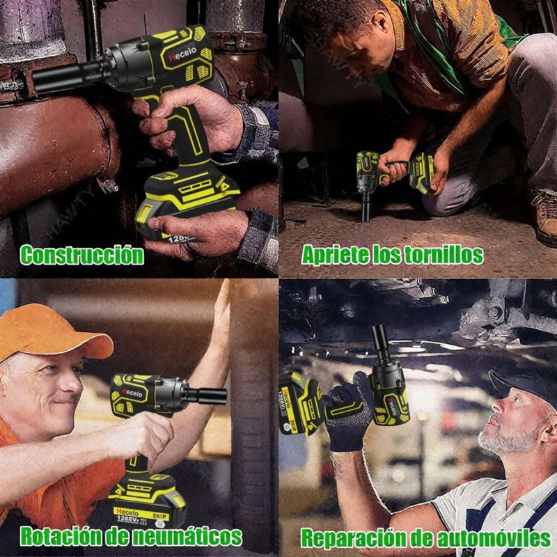Pistola Impacto Llave Inalámbrica Batería De 2 Pilas 1/2