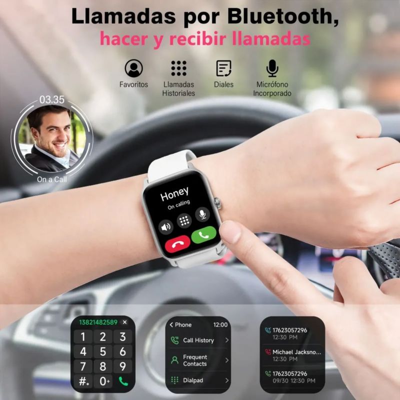 Smartwatch 1.8'' Reloj Inteligente Bluetooth Llamada Alexa Blanco